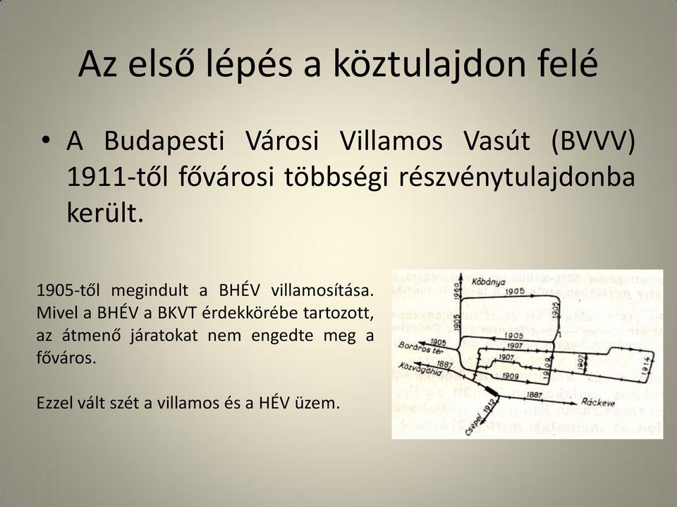 1905-től megindult a BHÉV villamosítása.