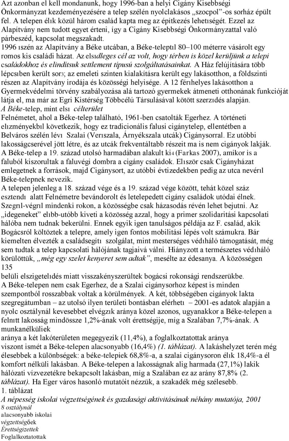 1996 ıszén az Alapítvány a Béke utcában, a Béke-teleptıl 80 100 méterre vásárolt egy romos kis családi házat.