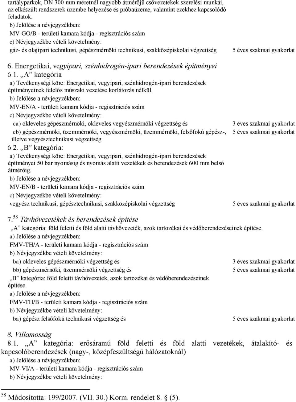 Energetikai, vegyipari, szénhidrogén-ipari berendezések építményei 6.1.