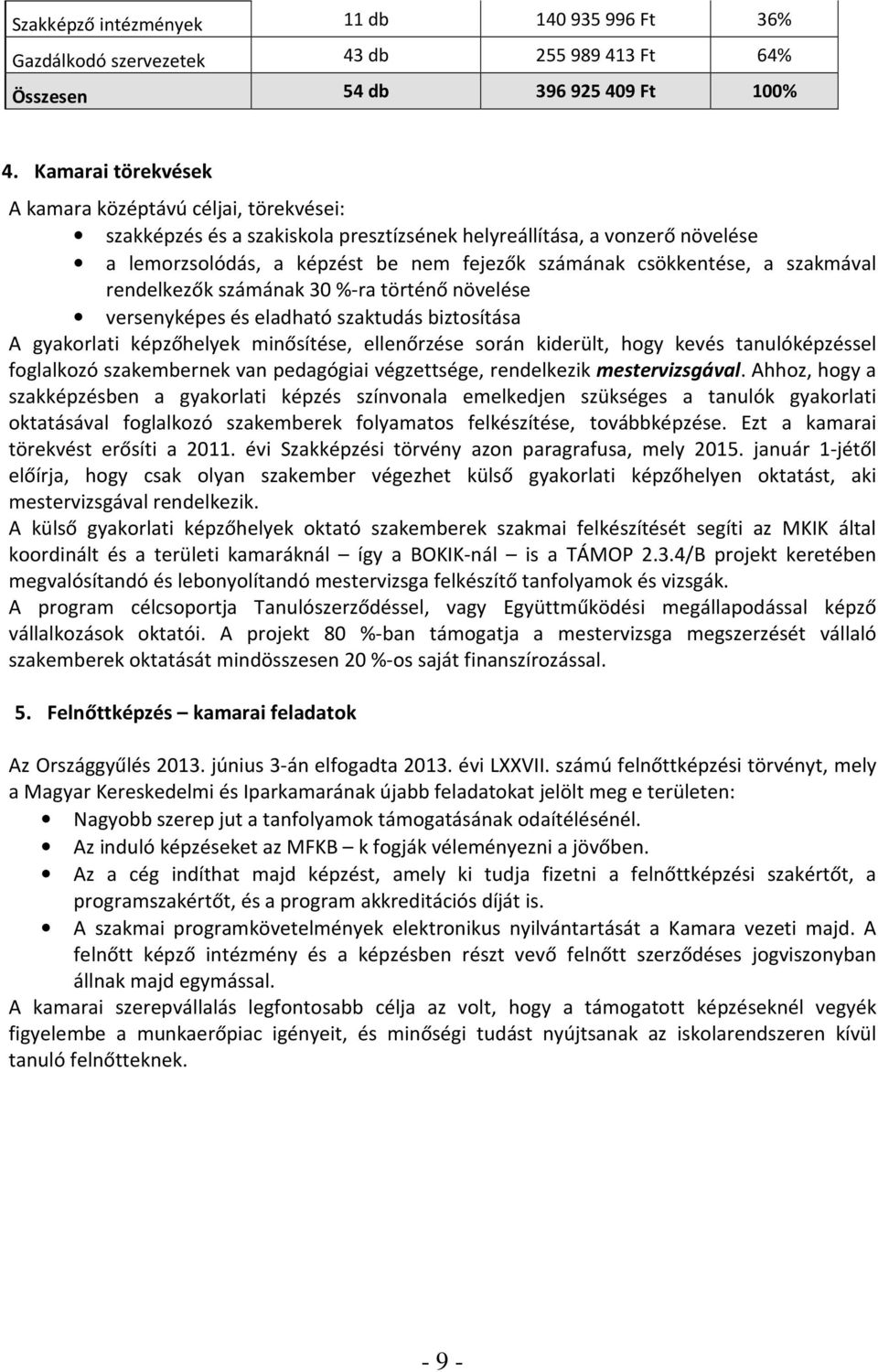 szakmával rendelkezők számának 30 %-ra történő növelése versenyképes és eladható szaktudás biztosítása A gyakorlati képzőhelyek minősítése, ellenőrzése során kiderült, hogy kevés tanulóképzéssel