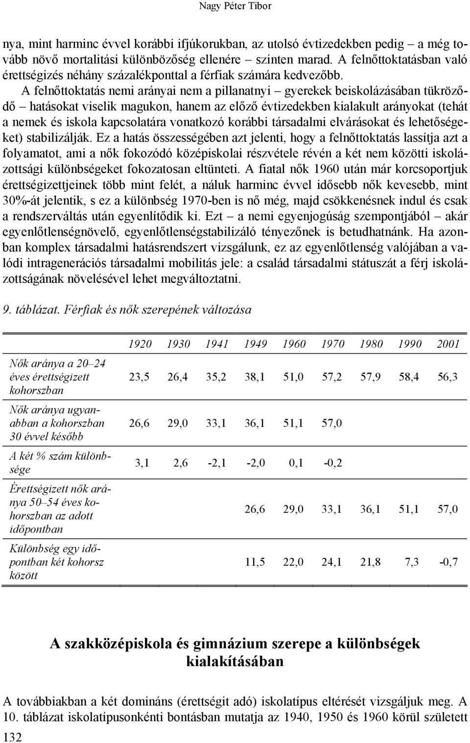 A felnőttoktatás nemi arányai nem a pillanatnyi gyerekek beiskolázásában tükröződő hatásokat viselik magukon, hanem az előző évtizedekben kialakult arányokat (tehát a nemek és iskola kapcsolatára