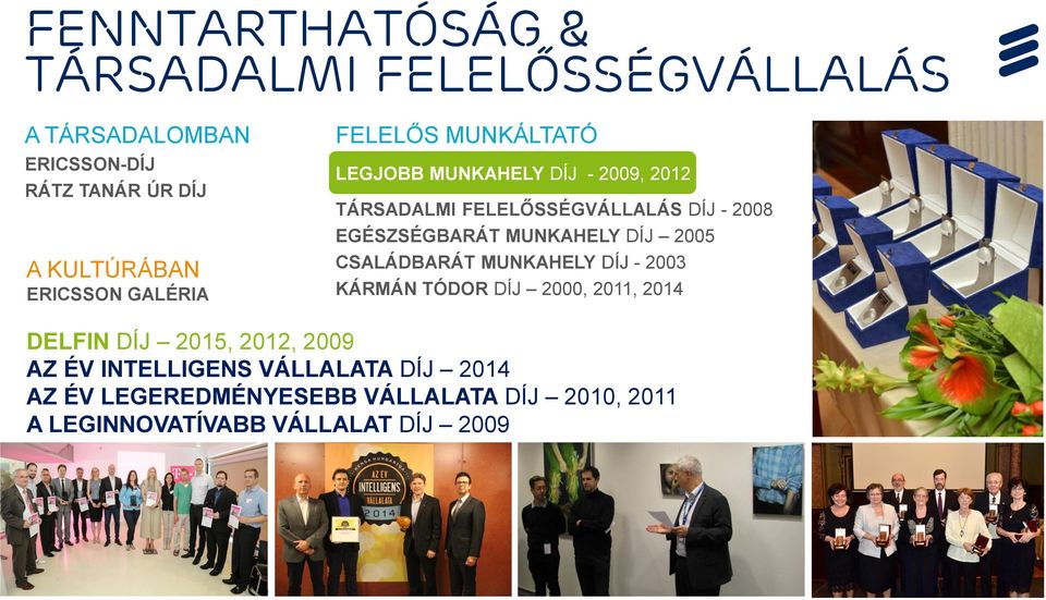 MUNKAHELY DÍJ - 2003 KÁRMÁN TÓDOR DÍJ 2000, 2011, 2014 DELFIN DÍJ 2015, 2012, 2009 AZ ÉV INTELLIGENS VÁLLALATA DÍJ 2014 AZ ÉV