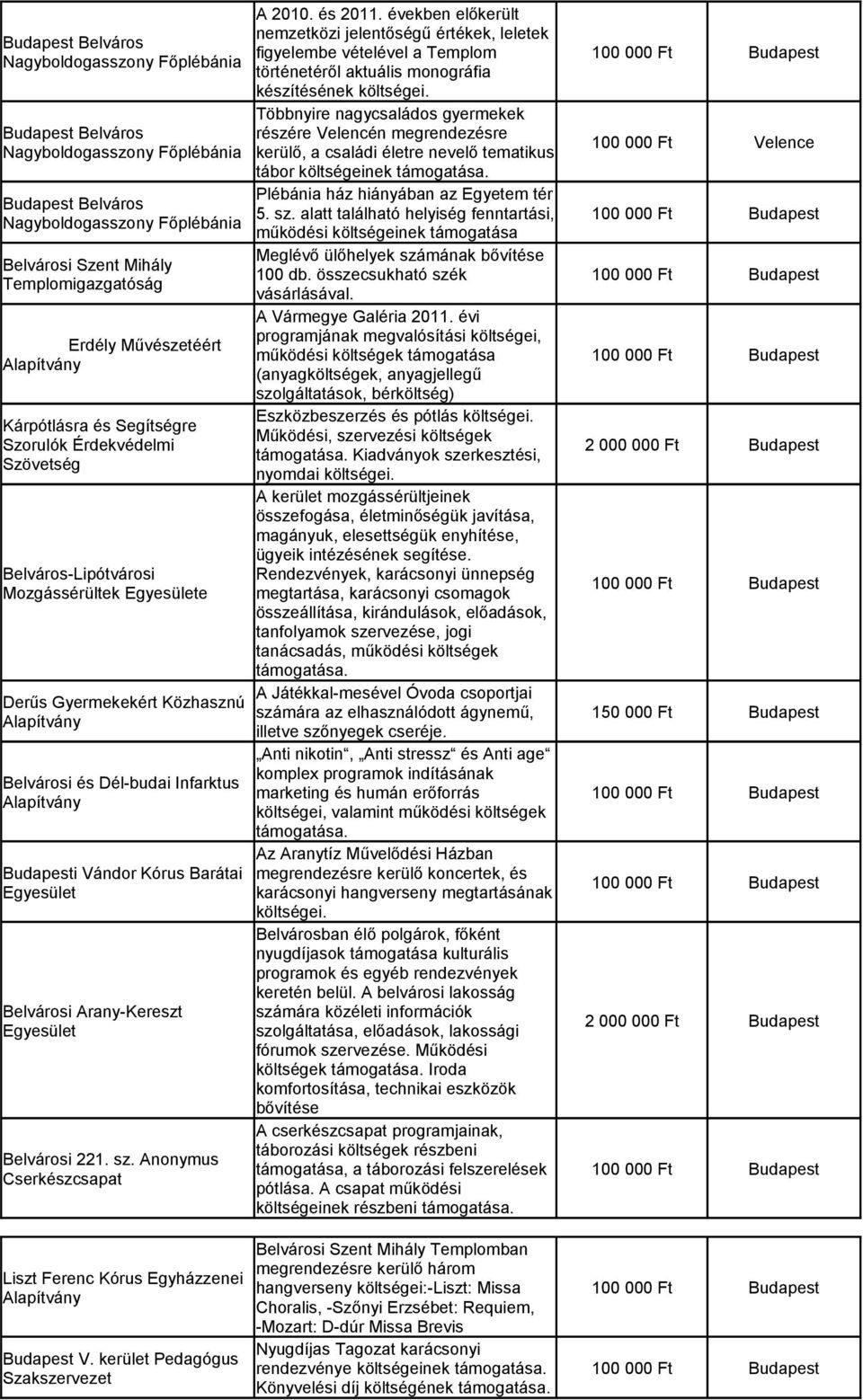 Belvárosi 221. sz. Anonymus Cserkészcsapat A 2010. és 2011.