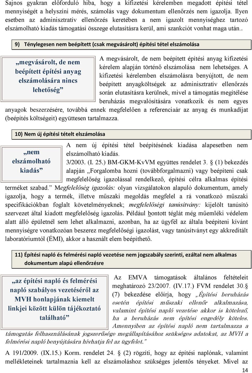 . 9) Ténylegesen nem beépített (csak megvásárolt) építési tétel elszámolása megvásárolt, de nem beépített építési anyag elszámolására nincs lehetőség A megvásárolt, de nem beépített építési anyag