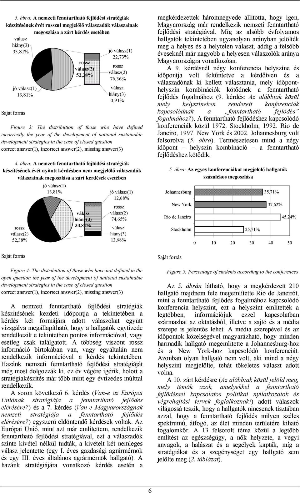 ábra: A nemzeti fenntartható fejlődési stratégiák készítésének évét nyitott kérdésben nem megjelölő adók ainak megoszlása a zárt kérdések esetében rossz (2) 52,38% 13,81% rossz (2) 52,38% 33,81%