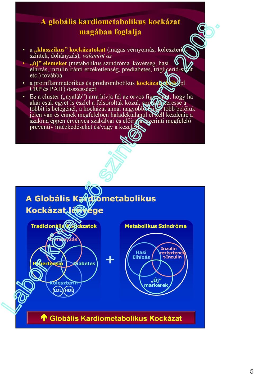Ez a cluster ( nyaláb ) arra hívja fel az orvos figyelmét, hogy ha akár csak egyet is észlel a felsoroltak közül, azonnal keresse a többit is betegénél, a kockázat annál nagyobb, minél több belőlük