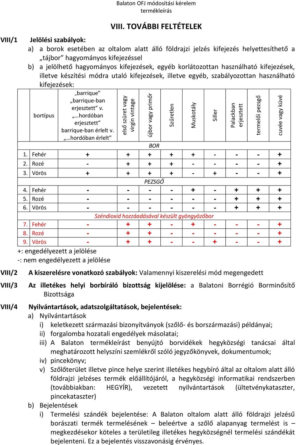 egyéb korlátozottan használható kifejezések, illetve készítési módra utaló kifejezések, illetve egyéb, szabályozottan használható kifejezések: bortípus barrique barrique-ban erjesztett v.