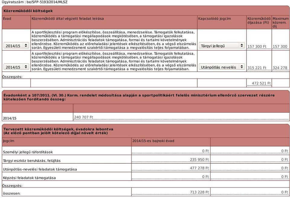 Közreműködés az előrehaladási jelentések elkészítésében, és a végső elszámolás során. Egyesületi menedzsment szakértői támogatása a megvalósítás teljes folyamatában.