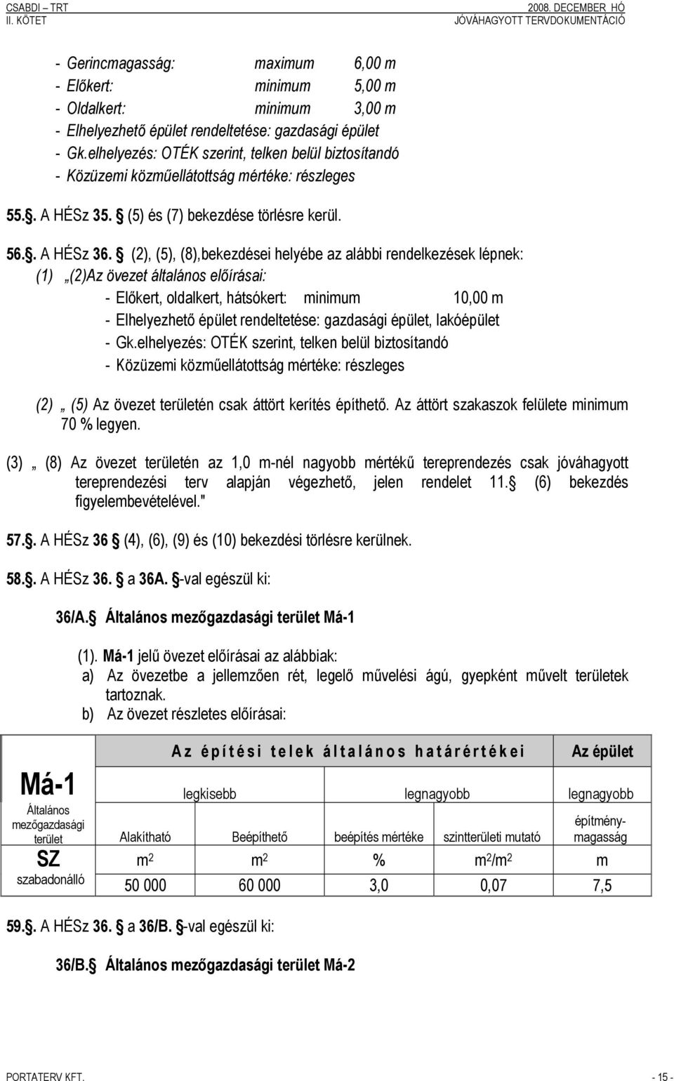 (2), (5), (8),bekezdései helyébe az alábbi rendelkezések lépnek: (1) (2)Az övezet általános előírásai: - Előkert, oldalkert, hátsókert: minimum 10,00 m - Elhelyezhető épület rendeltetése: gazdasági