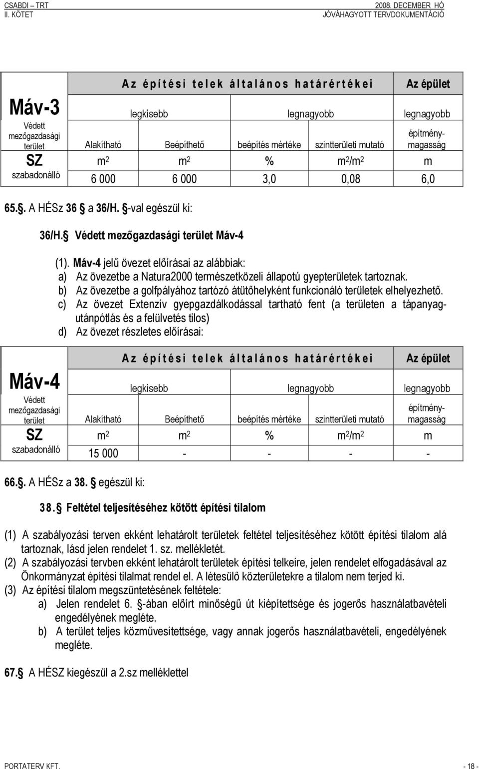 Máv-4 jelű övezet előírásai az alábbiak: a) Az övezetbe a Natura2000 természetközeli állapotú gyepterületek tartoznak.