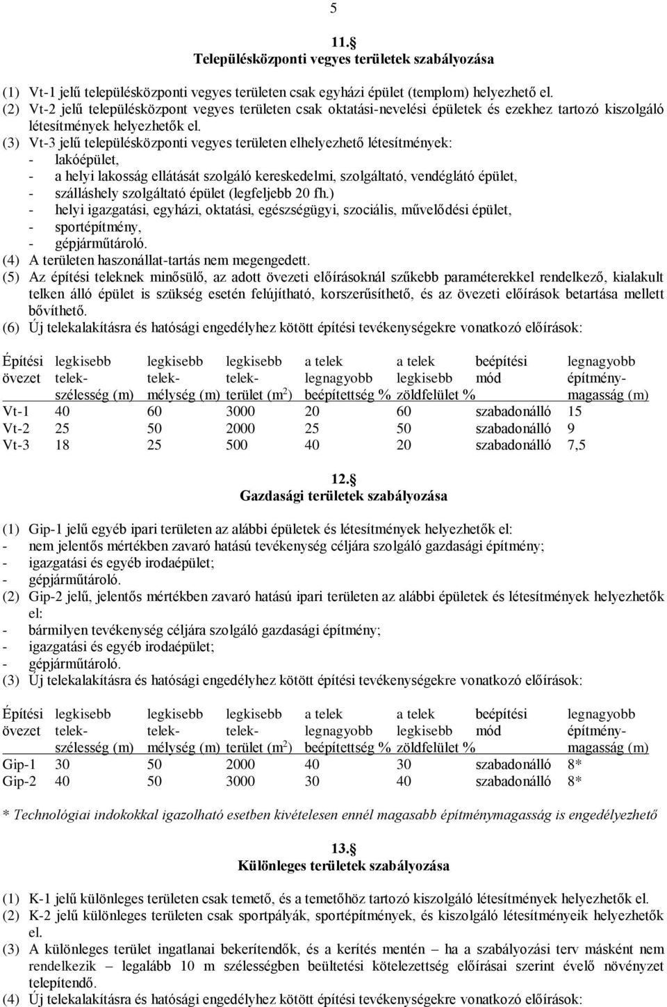 (3) Vt-3 jelű településközponti vegyes területen elhelyezhető létesítmények: - lakóépület, - a helyi lakosság ellátását szolgáló kereskedelmi, szolgáltató, vendéglátó épület, - szálláshely