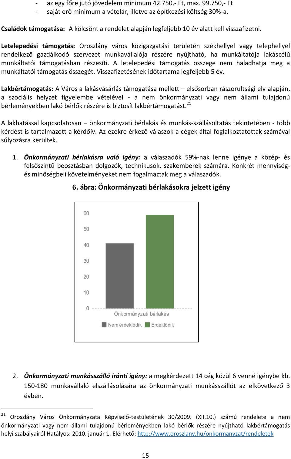 Letelepedési támogatás: Oroszlány város közigazgatási területén székhellyel vagy telephellyel rendelkező gazdálkodó szervezet munkavállalója részére nyújtható, ha munkáltatója lakáscélú munkáltatói
