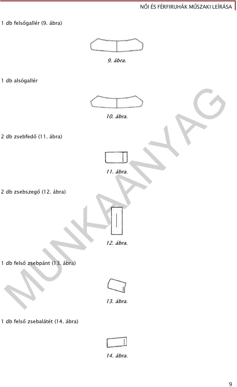 ábra) 1 db felső zsebpánt (13. ábra) 11. ábra. 12.