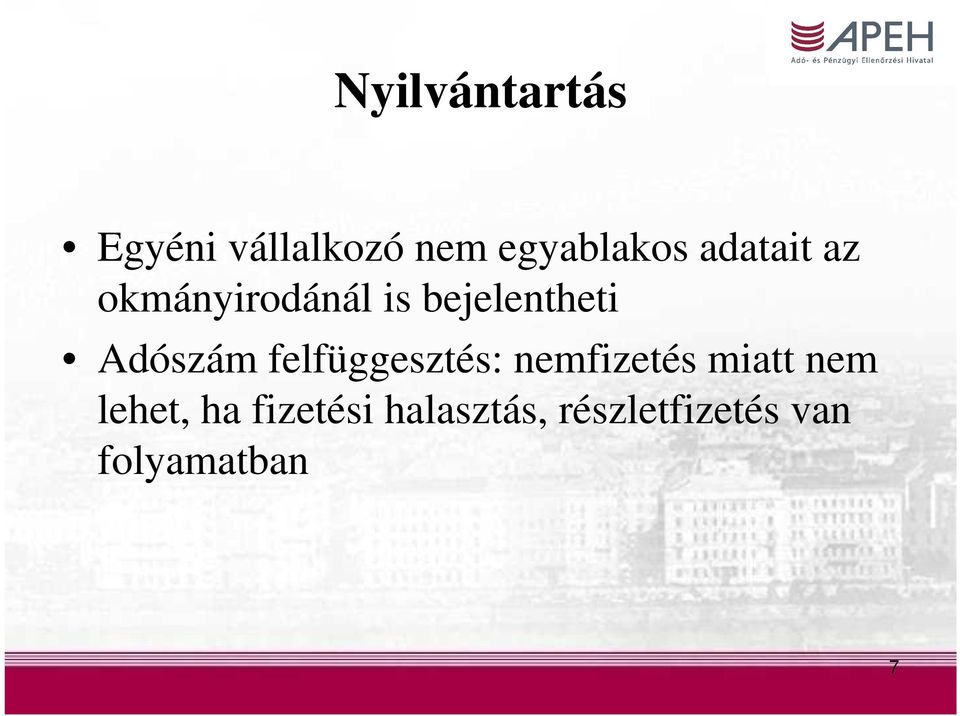 Adószám felfüggesztés: nemfizetés miatt nem