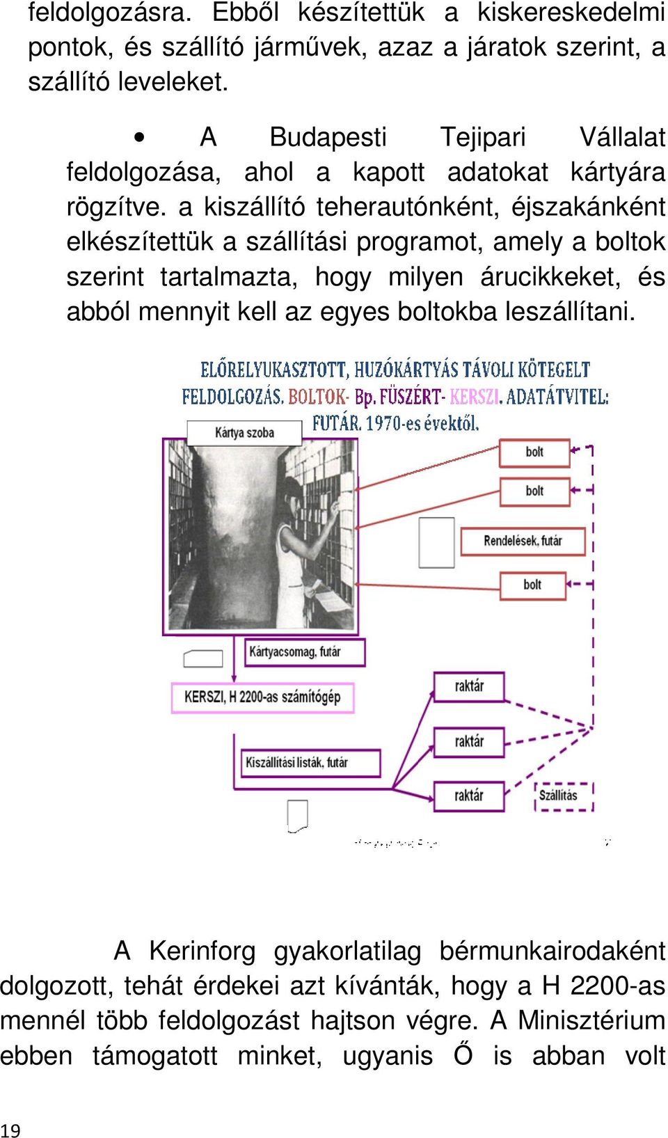 a kiszállító teherautónként, éjszakánként elkészítettük a szállítási programot, amely a boltok szerint tartalmazta, hogy milyen árucikkeket, és abból