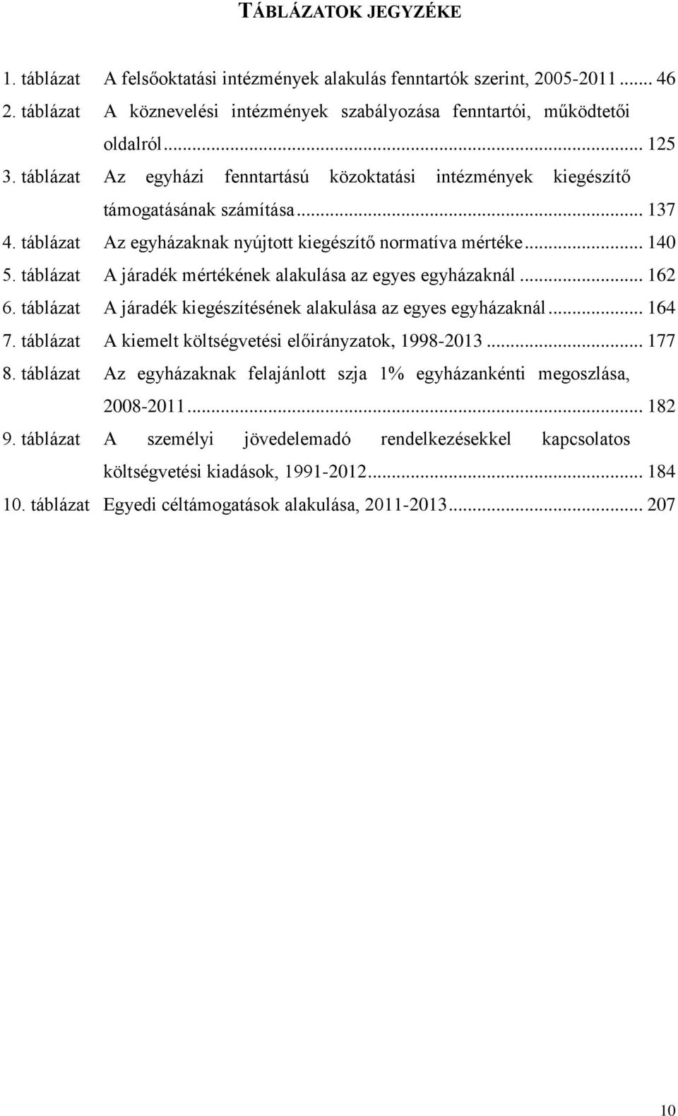 táblázat A járadék mértékének alakulása az egyes egyházaknál... 162 6. táblázat A járadék kiegészítésének alakulása az egyes egyházaknál... 164 7.