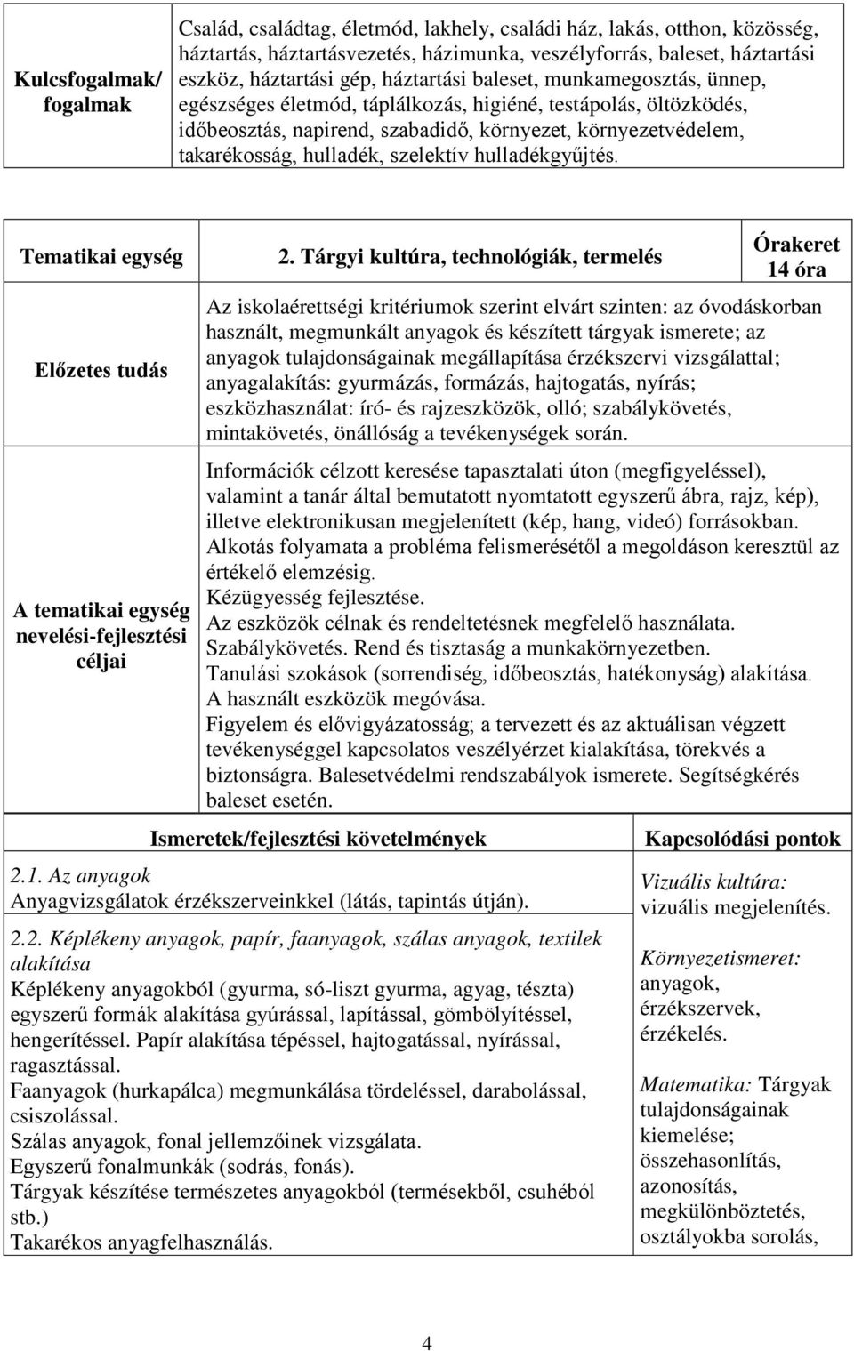 hulladékgyűjtés. A tematikai egység nevelési-fejlesztési 2.