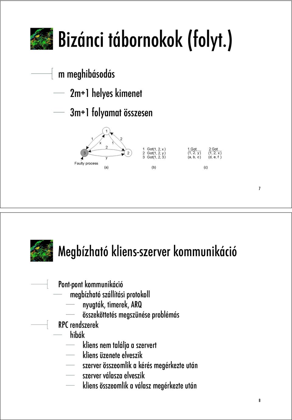 Pont-pont kommunikáció megbízható szállítási protokoll nyugták, timerek, ARQ összeköttetés megszünése