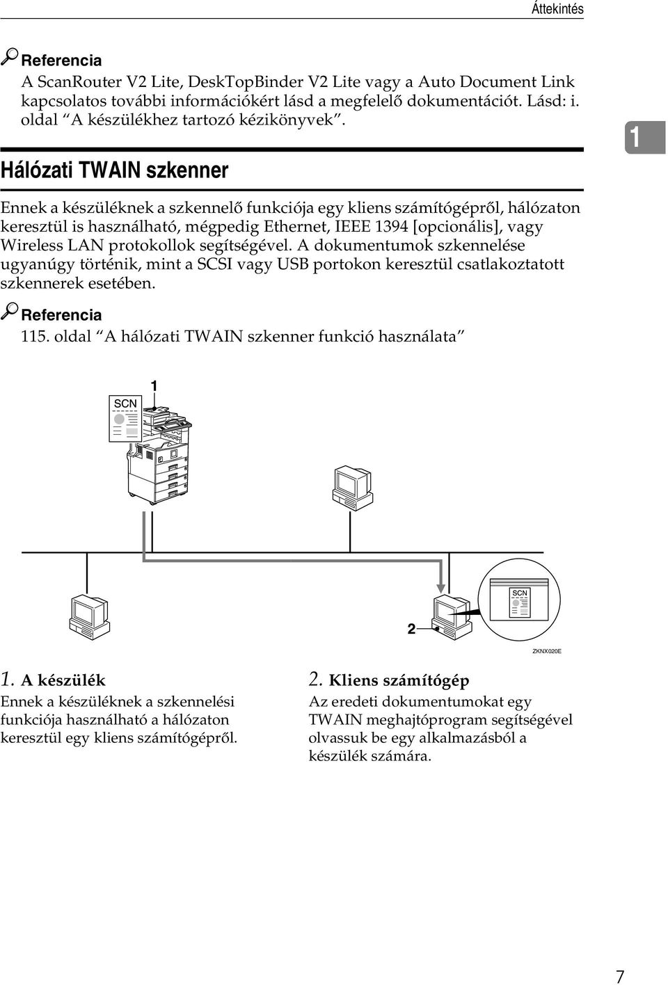 protokollok segítségével. A dokumentumok szkennelése ugyanúgy történik, mint a SCSI vagy USB portokon keresztül csatlakoztatott szkennerek esetében. 115.