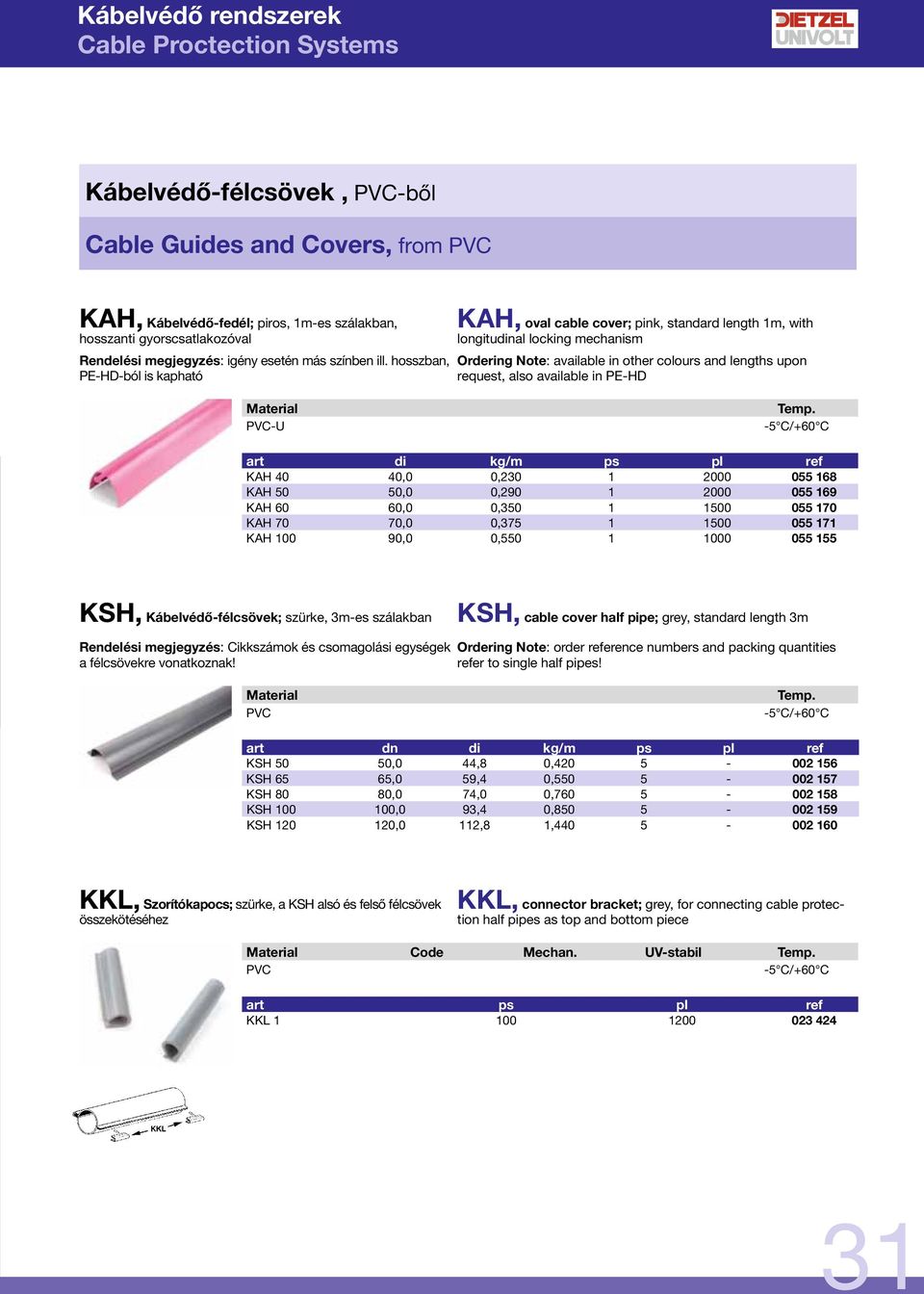 -HD PVC-U art di kg/m ps pl ref KAH 40 40,0 0,230 1 2000 055 168 KAH 50 50,0 0,290 1 2000 055 169 KAH 60 60,0 0,350 1 1500 055 170 KAH 70 70,0 0,375 1 1500 055 171 KAH 100 90,0 0,550 1 1000 055 155