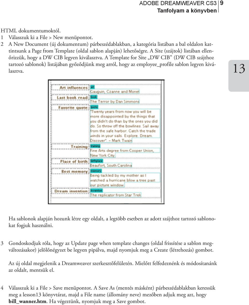 A Site (szájtok) listában ellenőrizzük, hogy a DW CIB legyen kiválasztva.