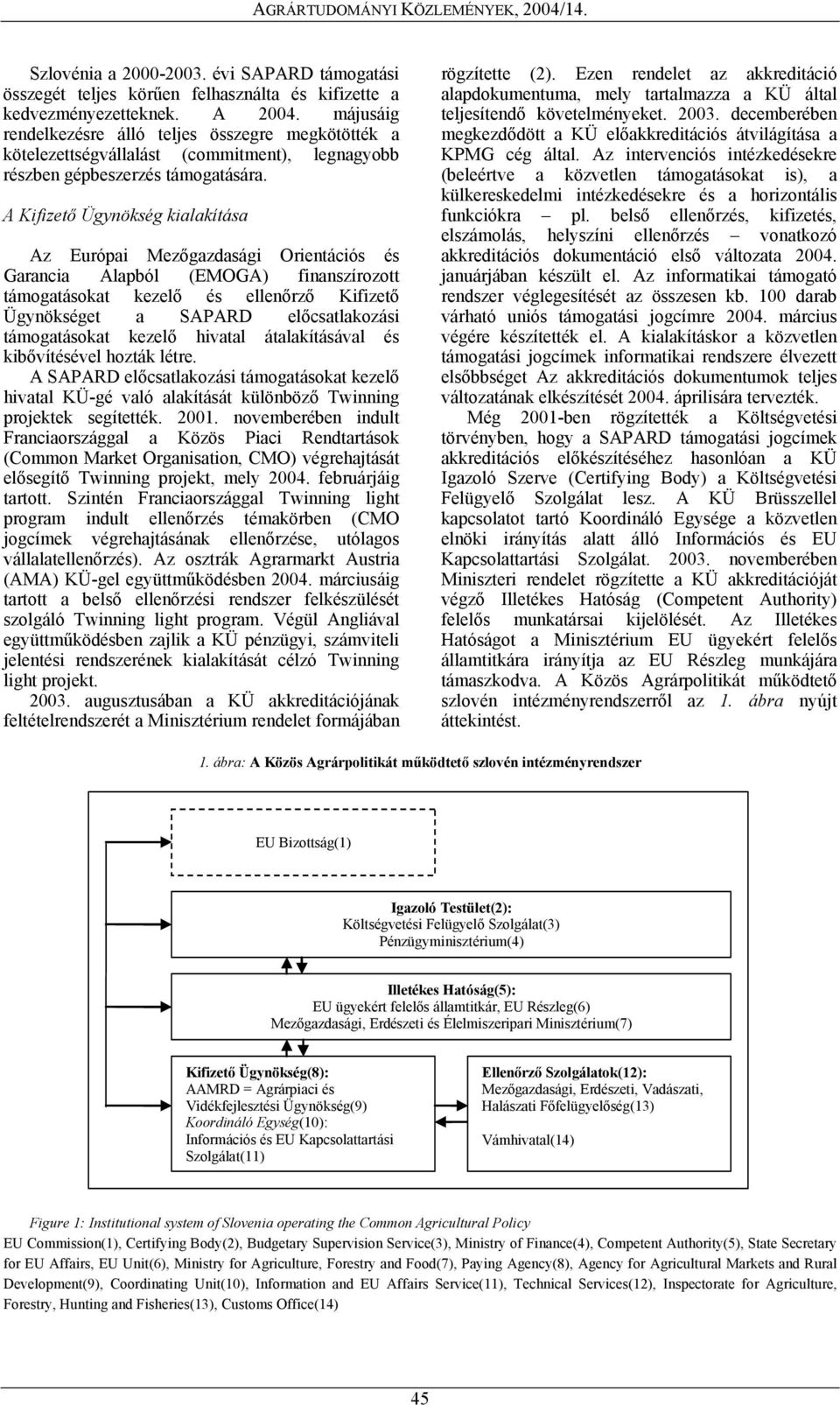 A Kifizető Ügynökség kialakítása Az Európai Mezőgazdasági Orientációs és Garancia Alapból (EMOGA) finanszírozott támogatásokat kezelő és ellenőrző Kifizető Ügynökséget a SAPARD előcsatlakozási