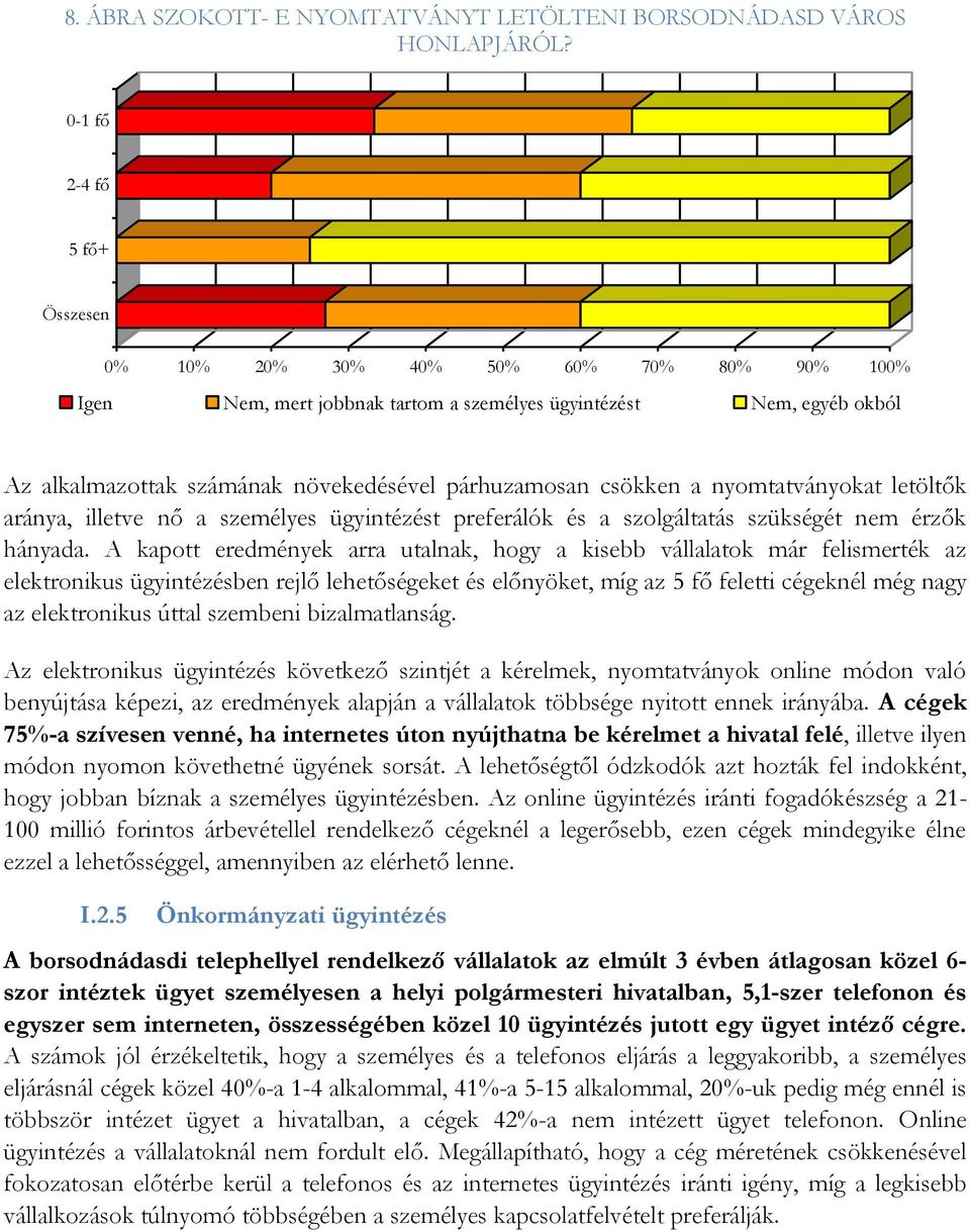 csökken a nyomtatványokat letöltők aránya, illetve nő a személyes ügyintézést preferálók és a szolgáltatás szükségét nem érzők hányada.