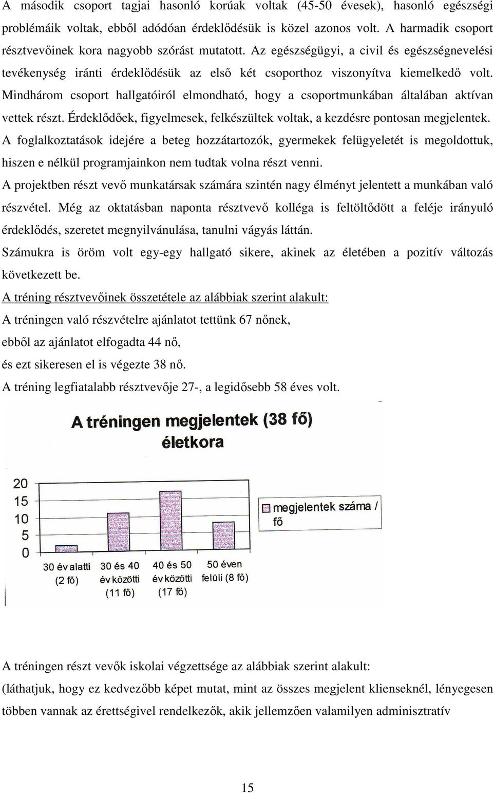 Mindhárom csoport hallgatóiról elmondható, hogy a csoportmunkában általában aktívan vettek részt. Érdeklődőek, figyelmesek, felkészültek voltak, a kezdésre pontosan megjelentek.