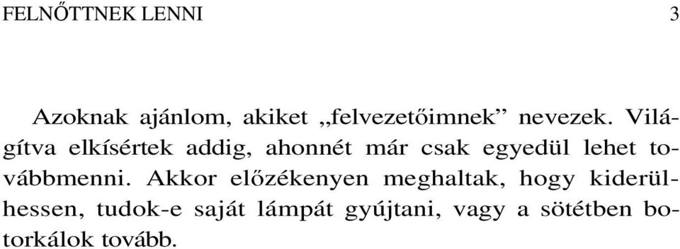 Világítva elkísértek addig, ahonnét már csak egyedül lehet