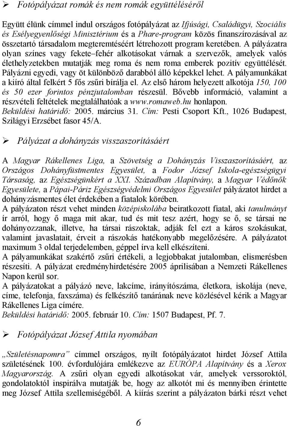 A pályázatra olyan színes vagy fekete fehér alkotásokat várnak a szervezők, amelyek valós élethelyzetekben mutatják meg roma és nem roma emberek pozitív együttélését.