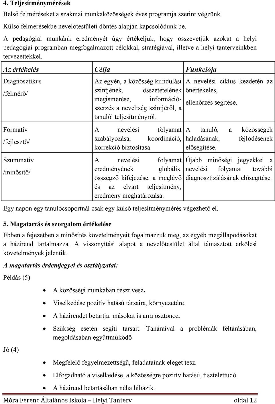 Az értékelés Célja Funkciója Diagnosztikus /felmérő/ Formatív /fejlesztő/ Szummatív /minősítő/ Az egyén, a közösség kiindulási szintjének, összetételének megismerése, információszerzés a neveltség