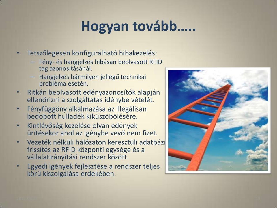 Fényfüggöny alkalmazása az illegálisan bedobott hulladék kiküszöbölésére. Kintlévőség kezelése olyan edények ürítésekor ahol az igénybe vevő nem fizet.