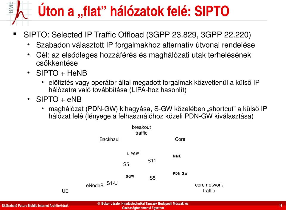 HeNB előfiztés vagy operátor által megadott forgalmak közvetlenül a külső IP hálózatra való továbbítása (LIPA hoz hasonlít) SIPTO + enb maghálózat (PDN GW)