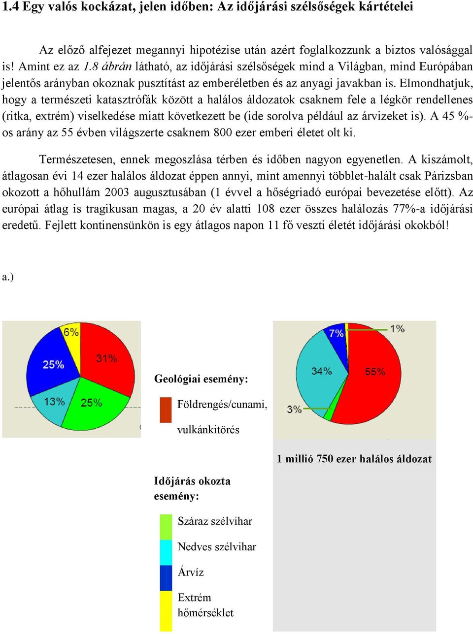 Elmondhatjuk, hogy a természeti katasztrófák között a halálos áldozatok csaknem fele a légkör rendellenes (ritka, extrém) viselkedése miatt következett be (ide sorolva például az árvizeket is).