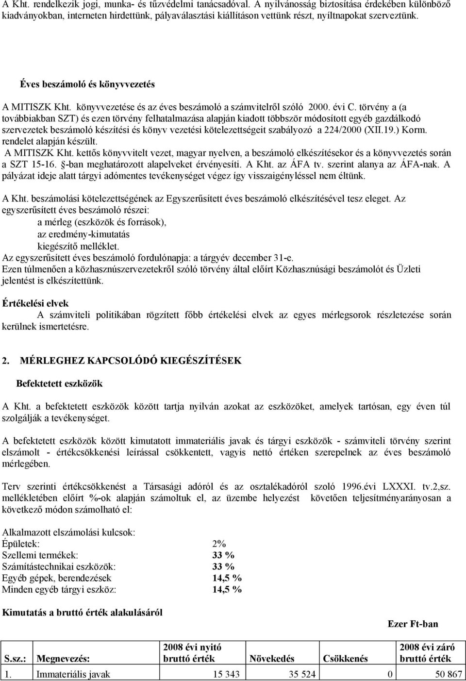 könyvvezetése és az éves beszámoló a számvitelről szóló 2000. évi C.