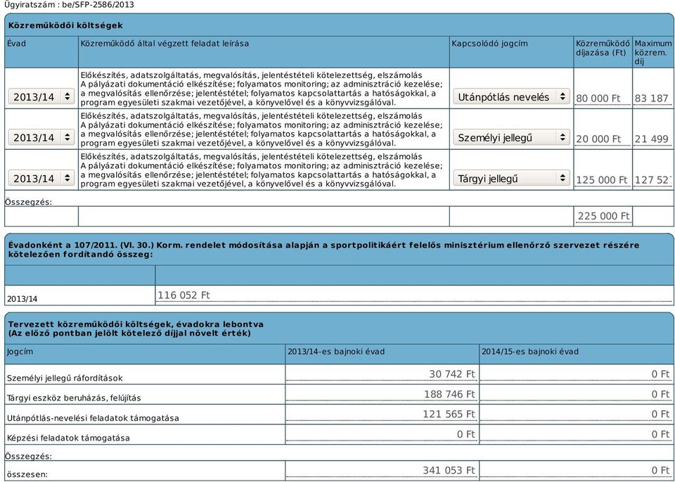 hatóságokkal, a program egyesületi szakmai vezetőjével, a könyvelővel és a könyvvizsgálóval.