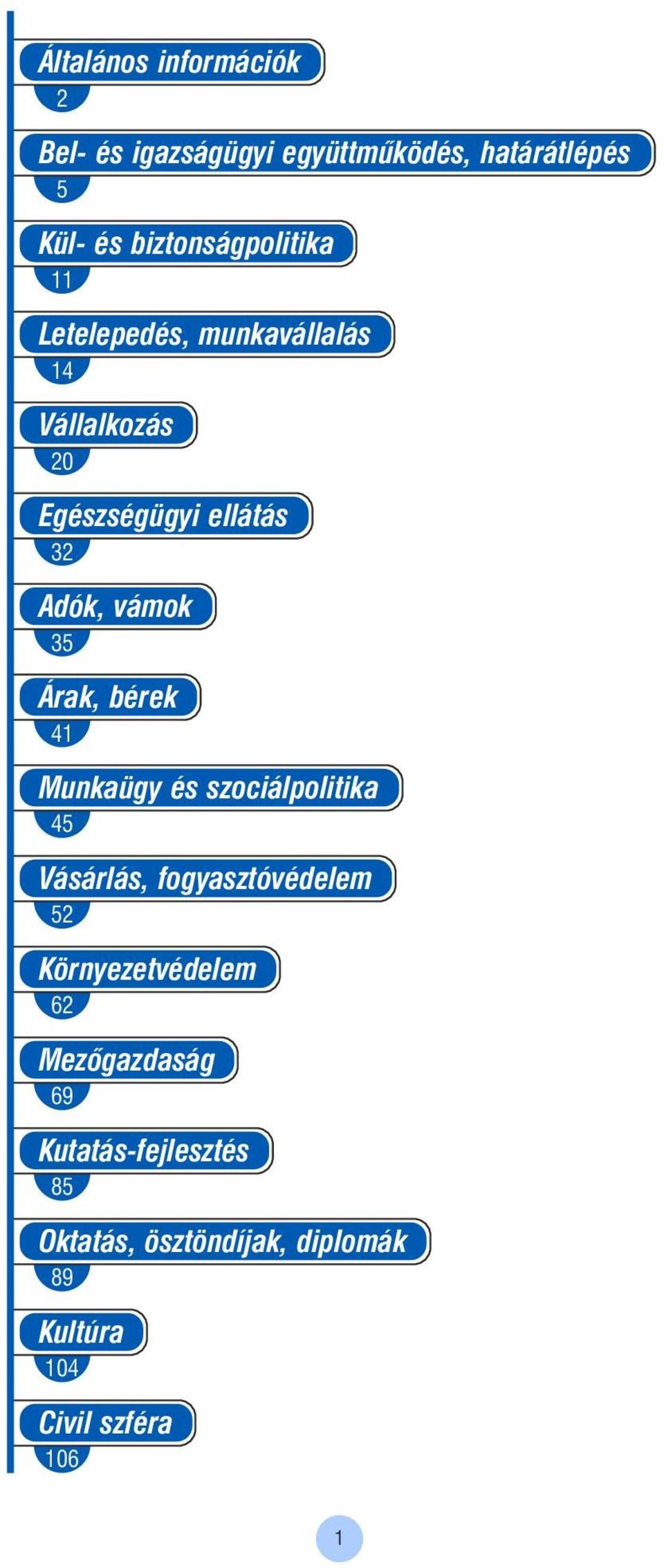 vámok 35 Árak, bérek 41 Munkaügy és szociálpolitika 45 Vásárlás, fogyasztóvédelem 52