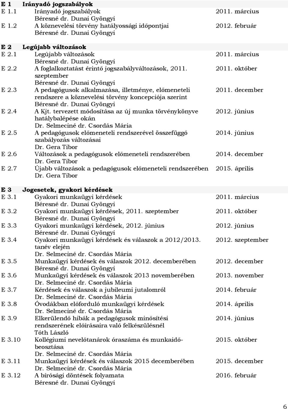 tervezett módosítása az új munka törvénykönyve hatálybalépése okán E 2.5 A pedagógusok előmeneteli rendszerével összefüggő szabályozás változásai E 2.