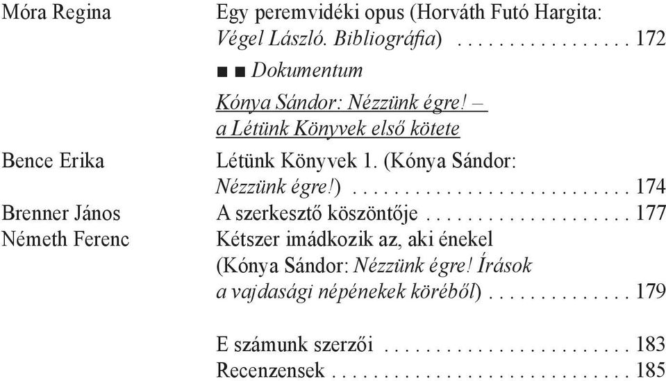 (Kónya Sándor: Nézzünk égre!)...174 Brenner János A szerkesztő köszöntője.