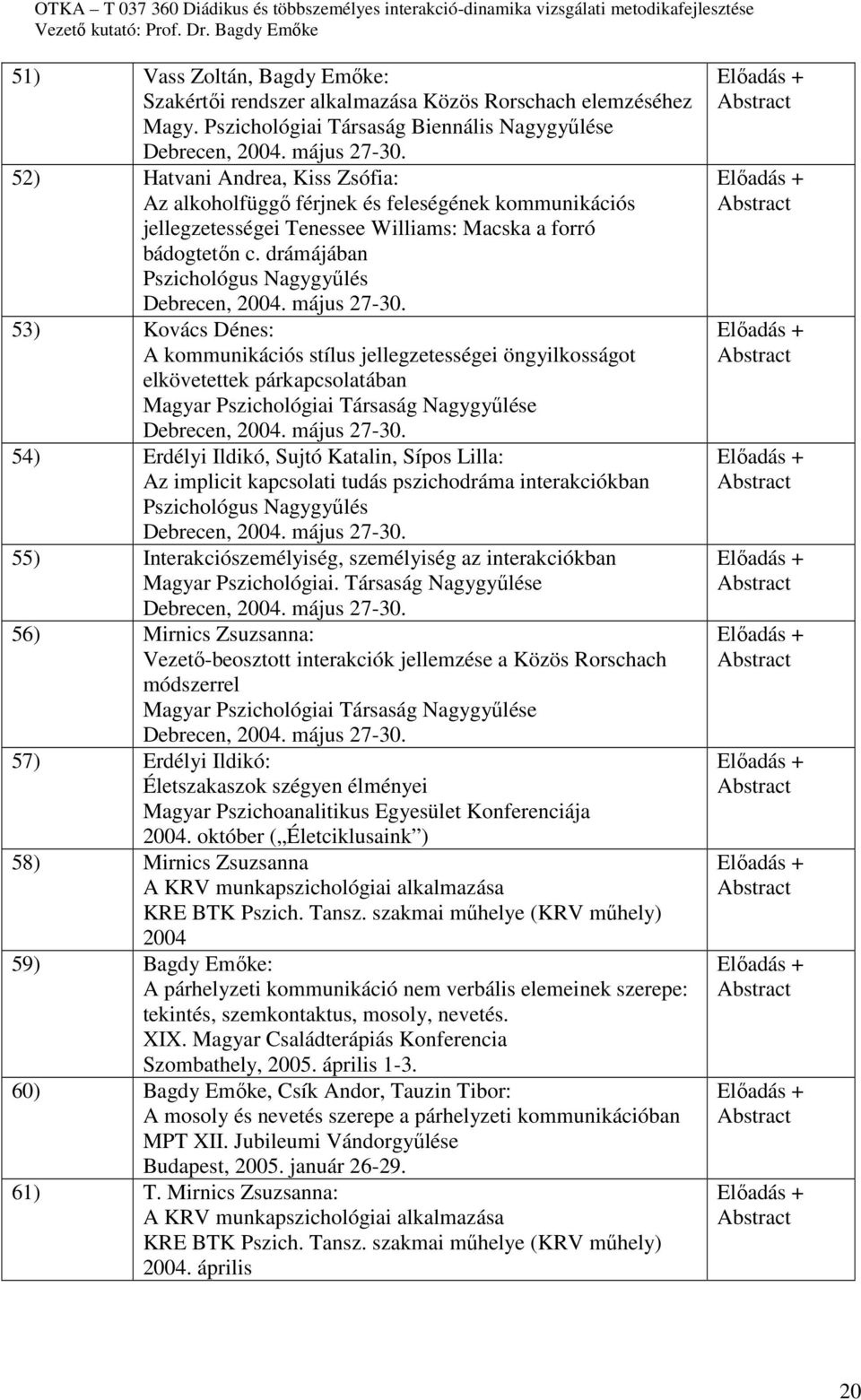 drámájában Pszichológus Nagygyűlés Debrecen, 2004. május 27-30.