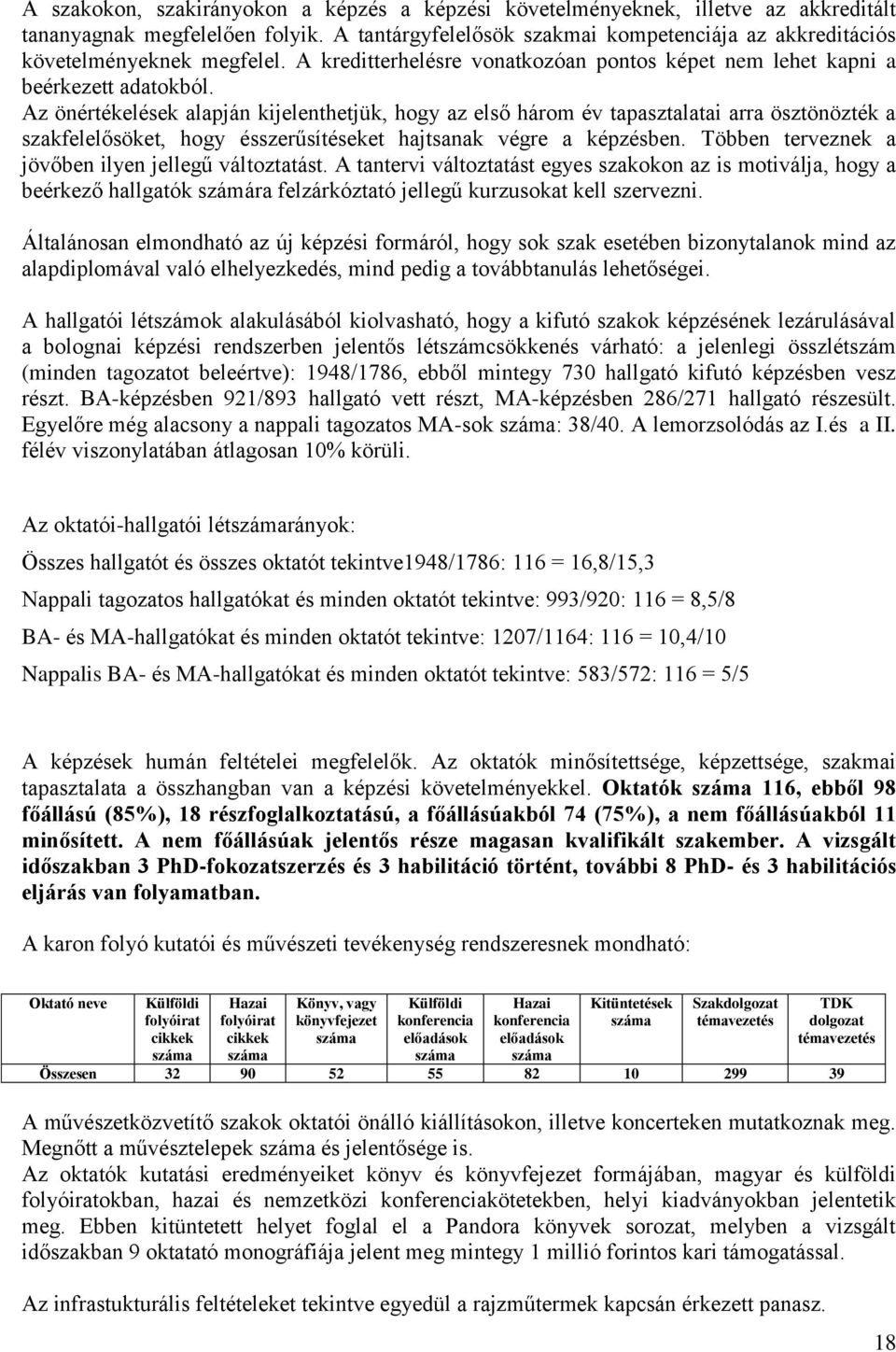 Az önértékelések alapján kijelenthetjük, hogy az első három év tapasztalatai arra ösztönözték a szakfelelősöket, hogy ésszerűsítéseket hajtsanak végre a képzésben.