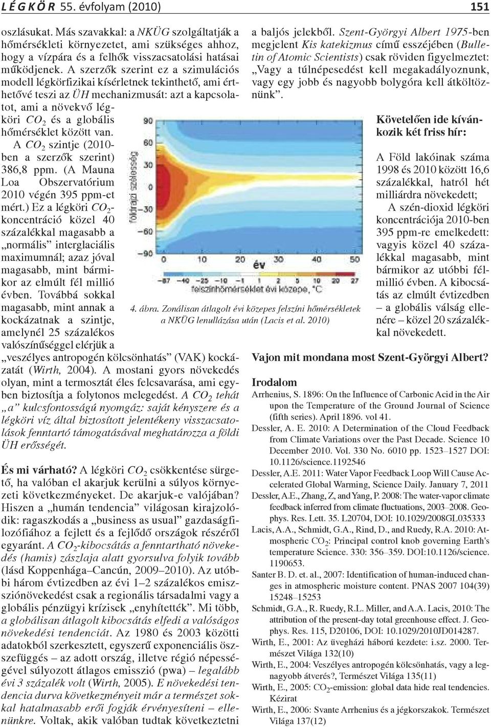 van. A CO 2 szintje (2010- ben a szerzők szerint) 386,8 ppm. (A Mauna Loa Obszervatórium 2010 végén 395 ppm-et mért.