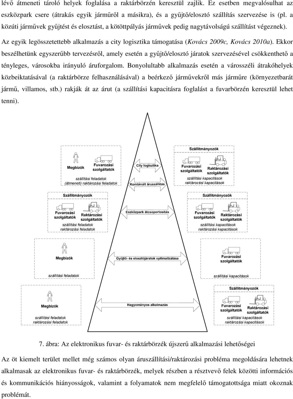 Az egyik legösszetettebb alkalmazás a city logisztika támogatása (Kovács 2009c, Kovács 2010a).