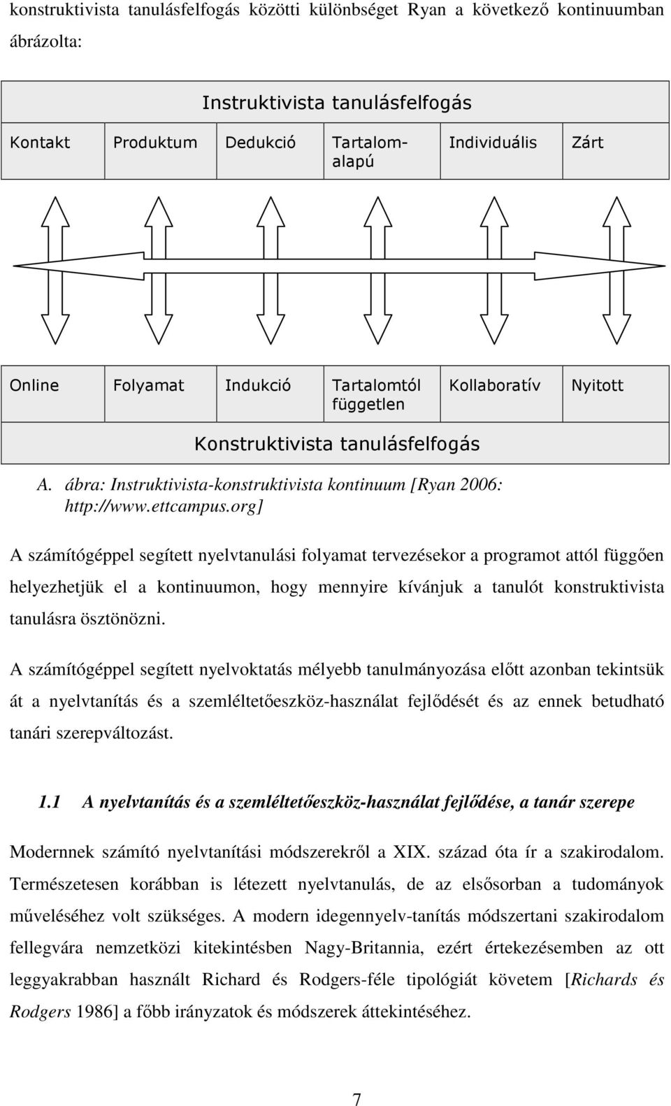 org] A számítógéppel segített nyelvtanulási folyamat tervezésekor a programot attól függıen helyezhetjük el a kontinuumon, hogy mennyire kívánjuk a tanulót konstruktivista tanulásra ösztönözni.