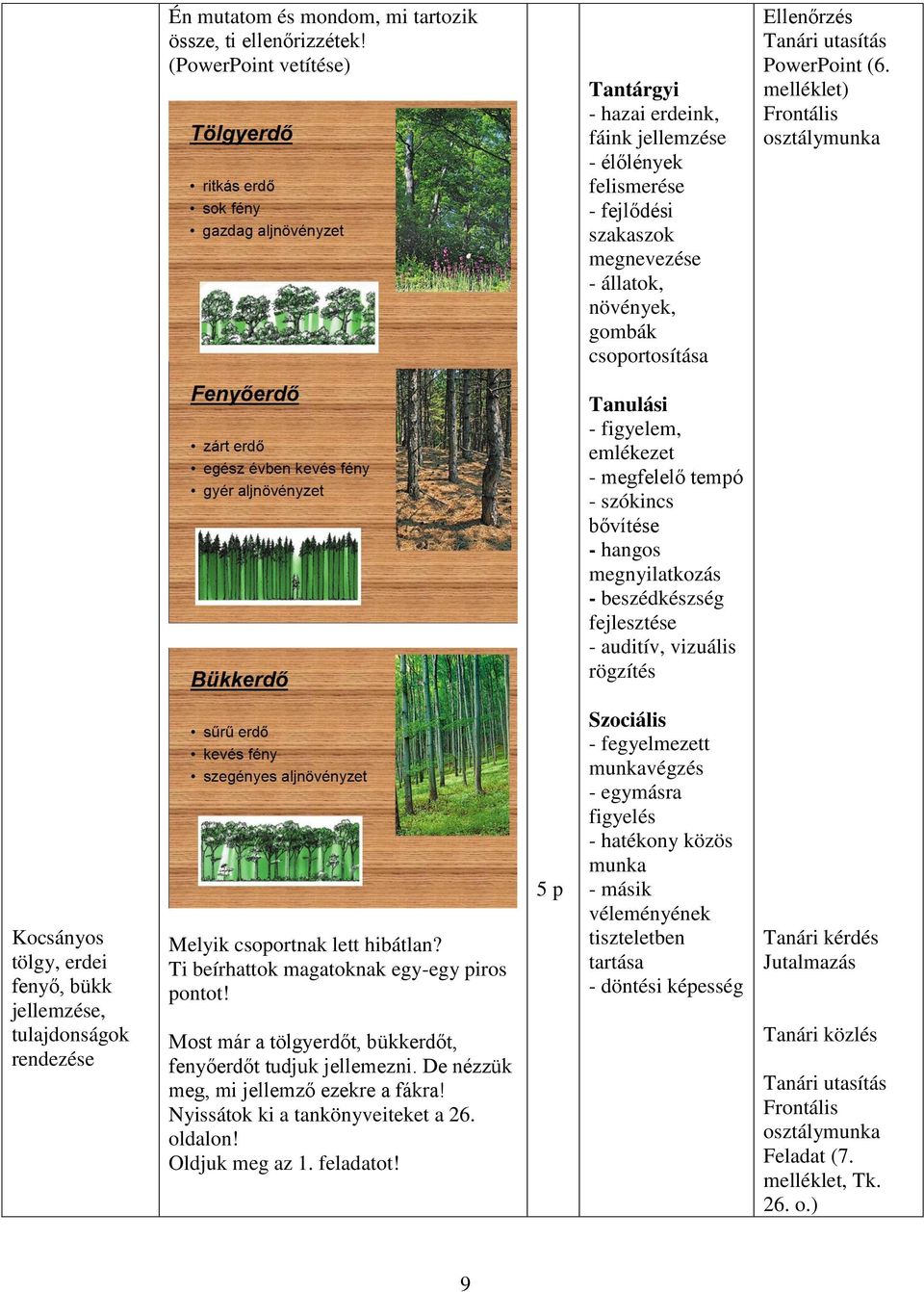 csoportosítása Ellenőrzés PowerPoint (6. Kocsányos tölgy, erdei fenyő, bükk jellemzése, tulajdonságok rendezése Melyik csoportnak lett hibátlan?