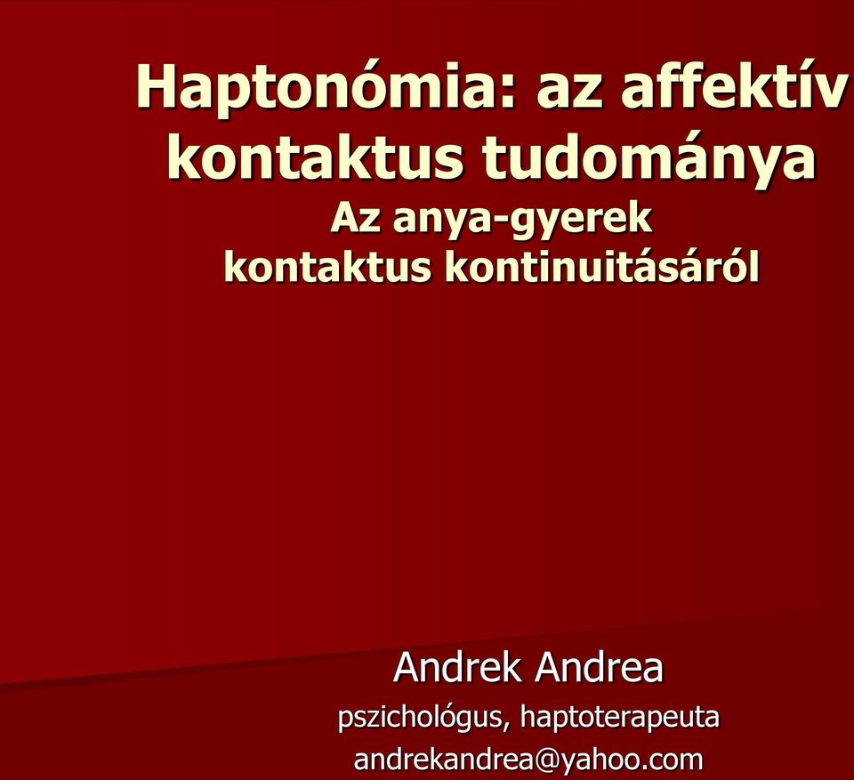 kontinuitásáról Andrek Andrea