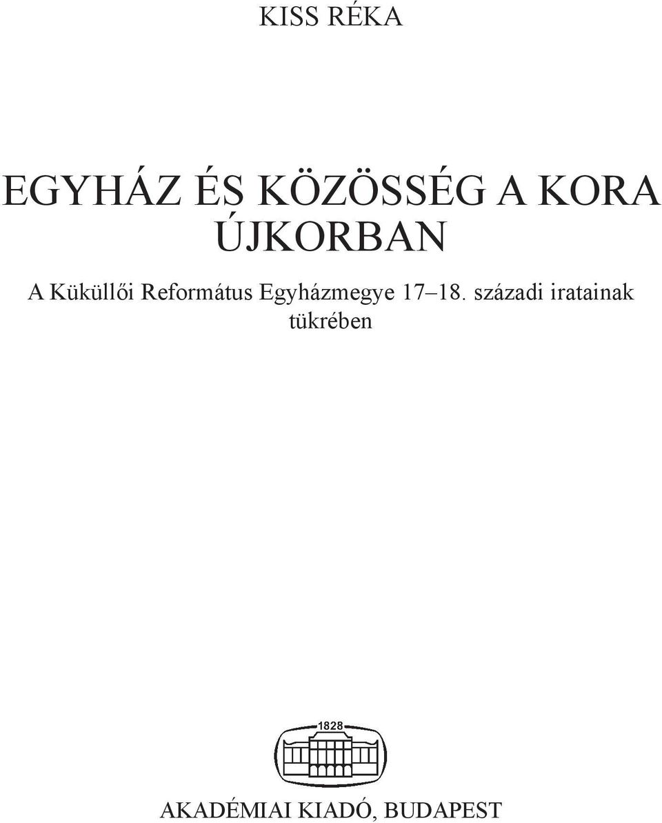 Református Egyházmegye 17 18.