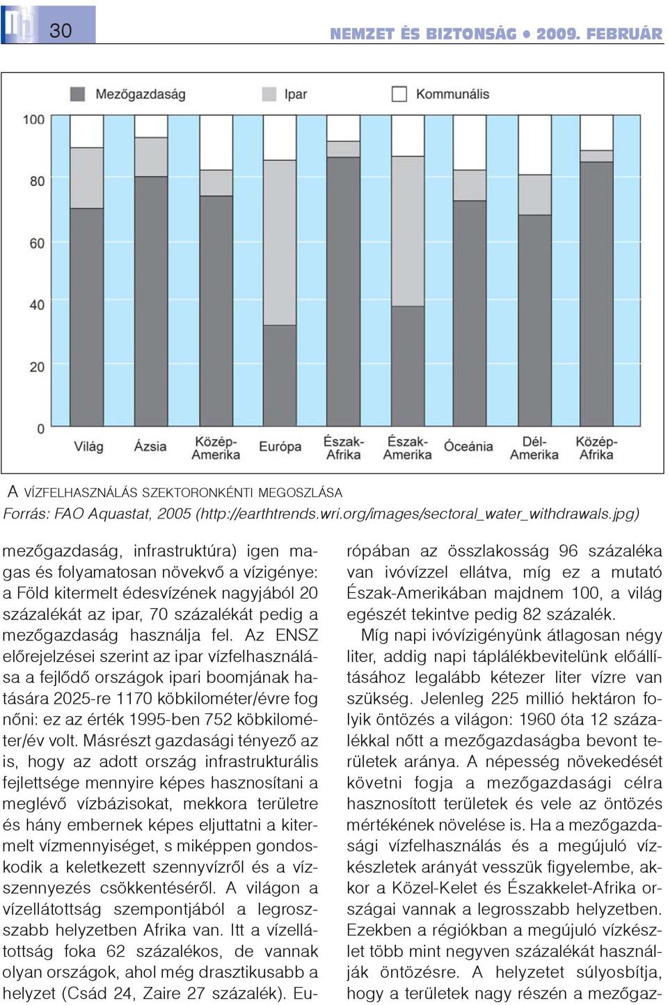 Az ENSZ elõrejelzései szerint az ipar vízfelhasználása a fejlõdõ országok ipari boomjának hatására 2025-re 1170 köbkilométer/évre fog nõni: ez az érték 1995-ben 752 köbkilométer/év volt.