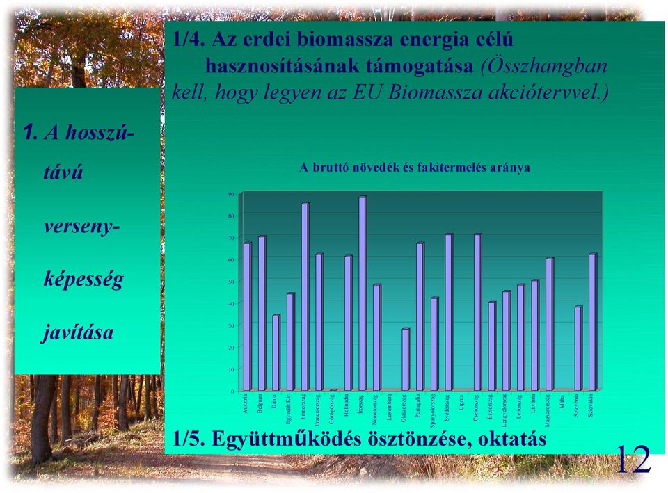 ) A bruttó növedék és fakitermelés aránya 90 80 70 60 50 40 30 20 10 0 Ausztria Belgium Dánia Egyesült Kir.