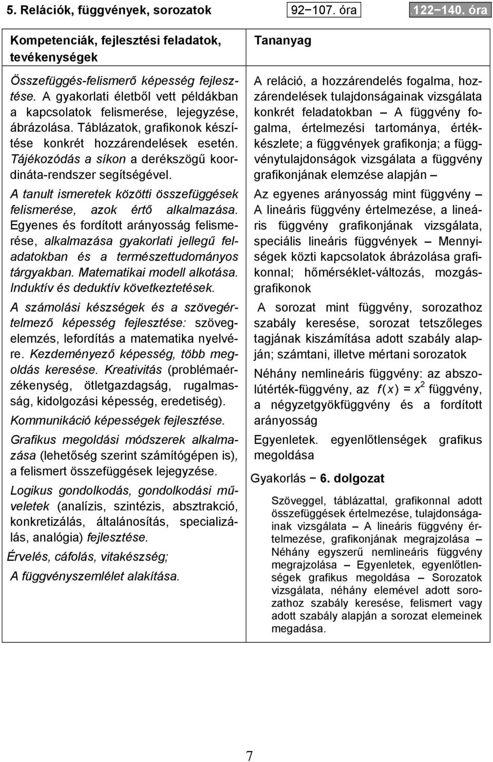 Tájékozódás a síkon a derékszögű koordináta-rendszer segítségével. A tanult ismeretek közötti összefüggések felismerése, azok értő alkalmazása.